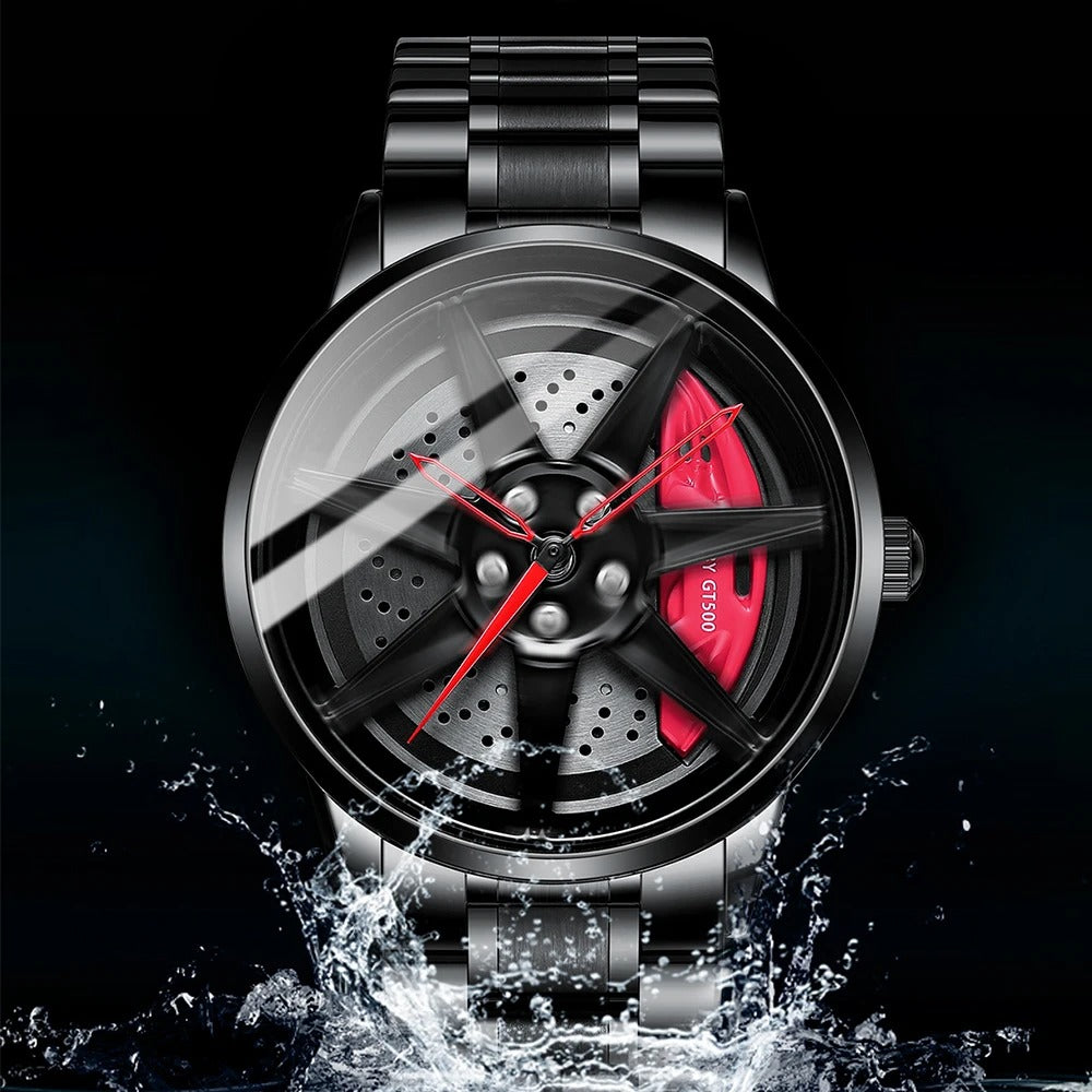Men's Creative 3D Car Wheel Rotating Wrist Watch - Arazalabllc