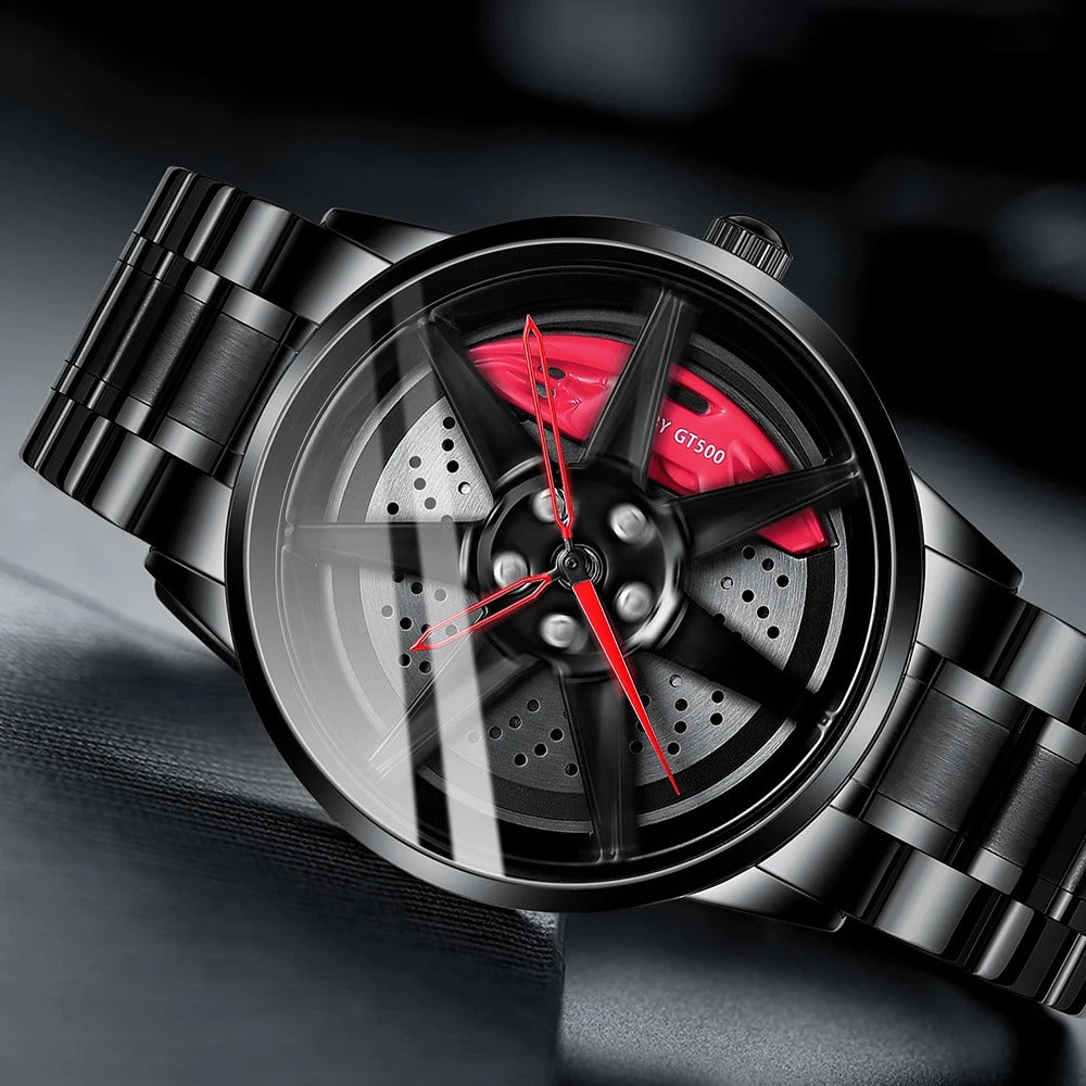 Men's Creative 3D Car Wheel Rotating Wrist Watch - Arazalabllc
