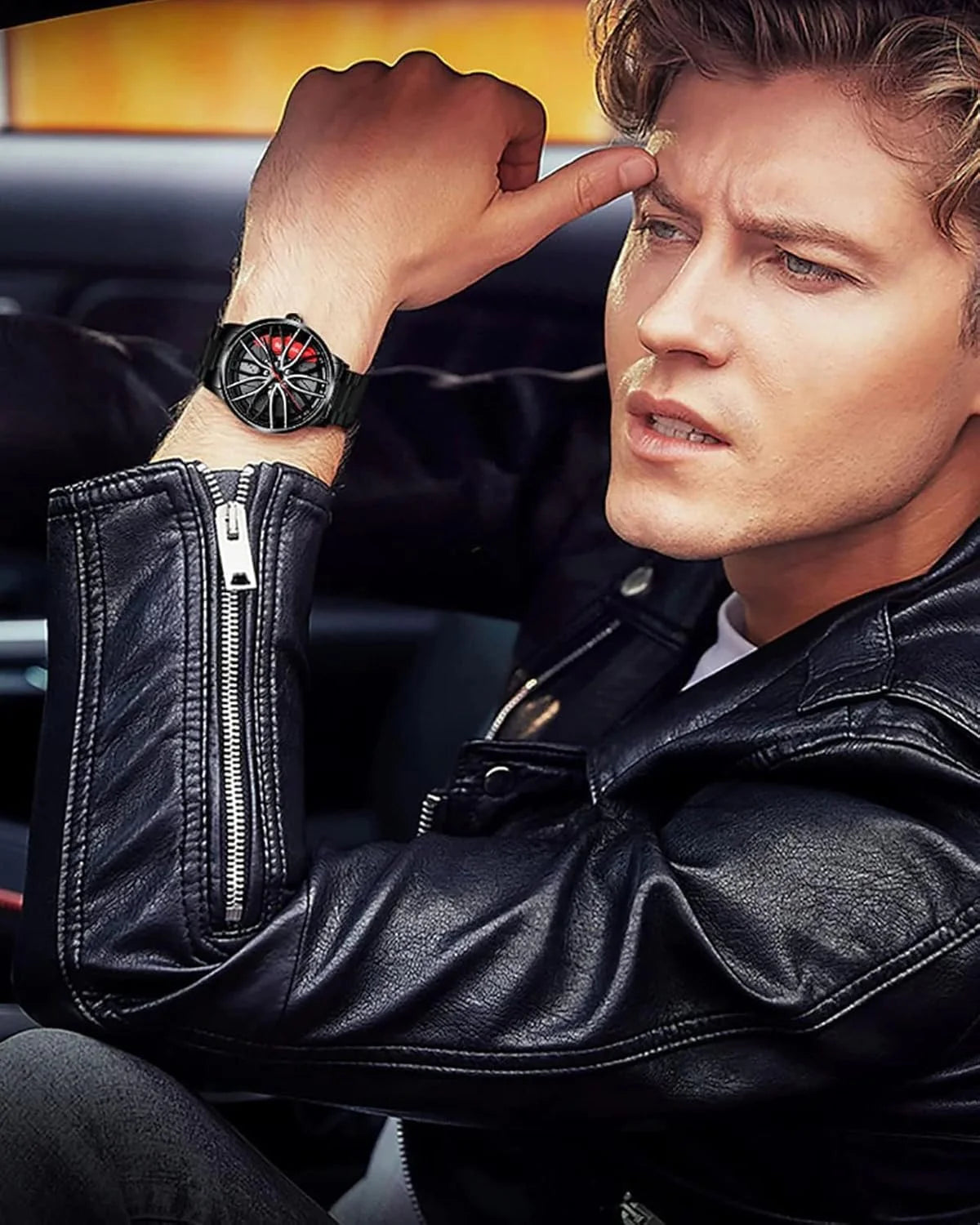 Men's Creative 3D Car Wheel Rotating Wrist Watch - Arazalabllc