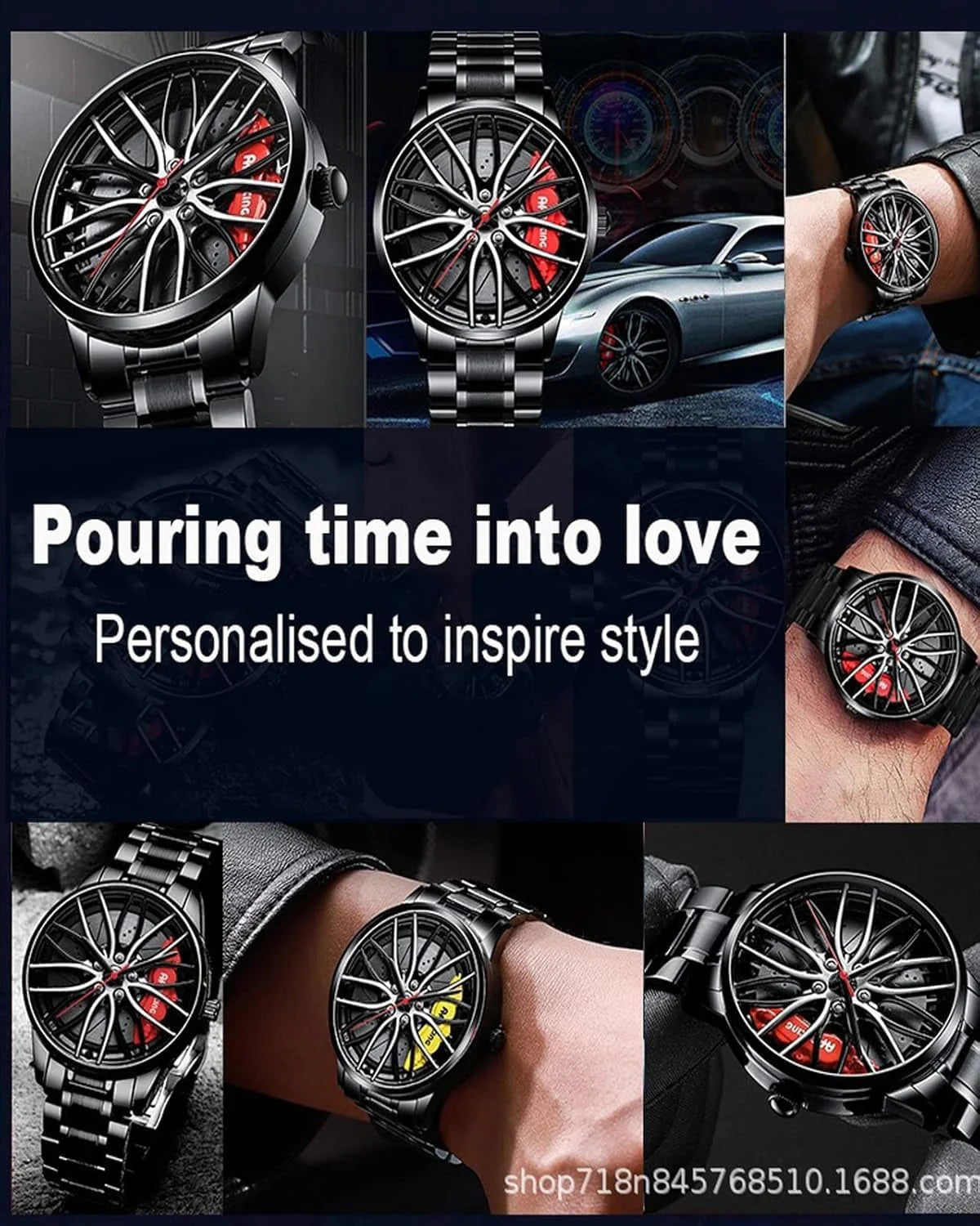 Men's Creative 3D Car Wheel Rotating Wrist Watch - Arazalabllc