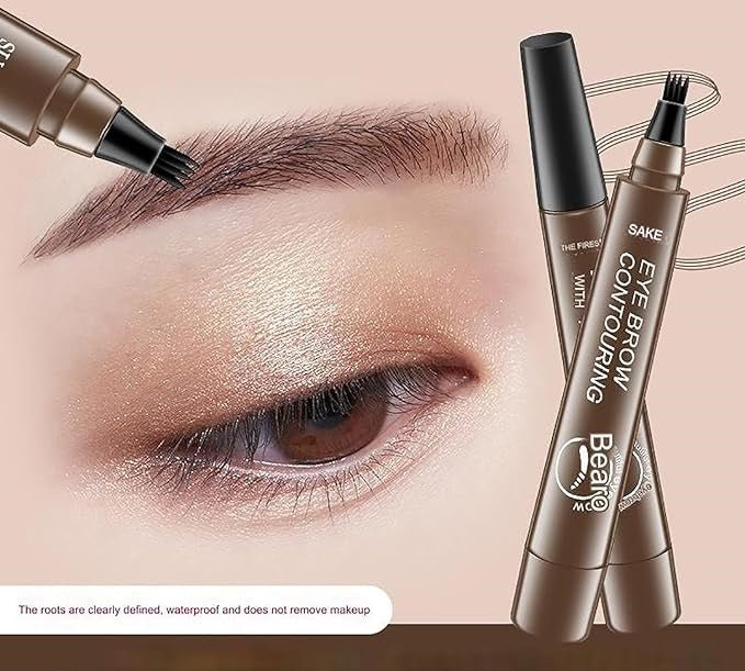 Waterproof 4-Prong Eyebrow Contour Pen – Microblading Precision - Arazalabllc