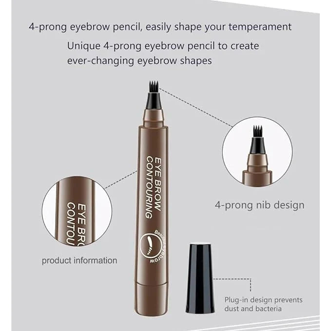 Waterproof 4-Prong Eyebrow Contour Pen – Microblading Precision - Arazalabllc