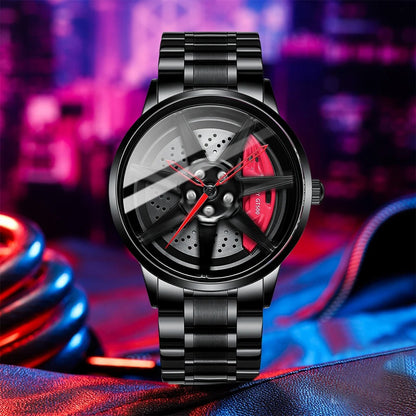 Men's Creative 3D Car Wheel Rotating Wrist Watch - Arazalabllc