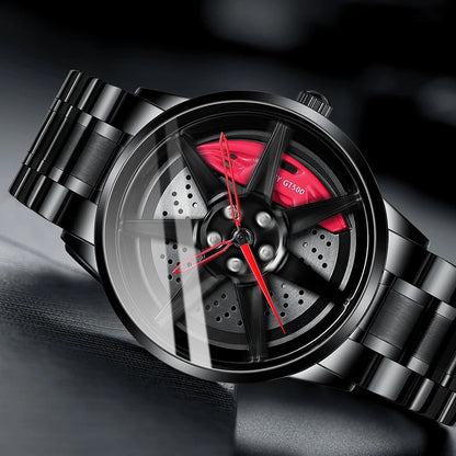 Men's Creative 3D Car Wheel Rotating Wrist Watch - Arazalabllc