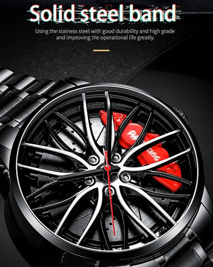 Men's Creative 3D Car Wheel Rotating Wrist Watch - Arazalabllc