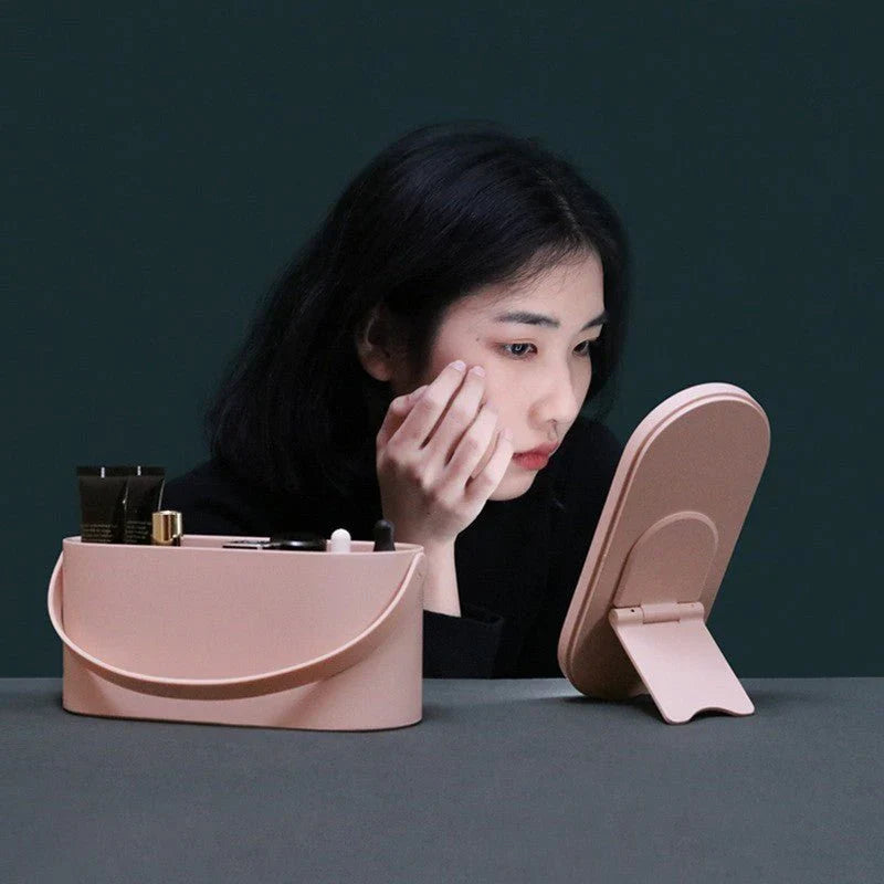 Portable LED Light Storage Box Beauty And Makeup Mirror - Arazalabllc